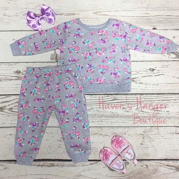Baby Girl 2pc. Sweat Suit - Picture 2 of 2